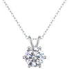 Silver Moissanite Pendant Necklace For Women With Geometric Pattern And Sixclaw Setting