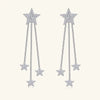 Silver Moissanite Pentagonal Star Tassel Earrings With Electroplating Treatment For Women