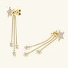 Silver Moissanite Pentagonal Star Tassel Earrings With Electroplating Treatment For Women