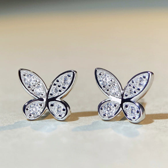 Silver 925 Moissanite Phantom Butterfly Bow Geometric Women's Ear Jewelry