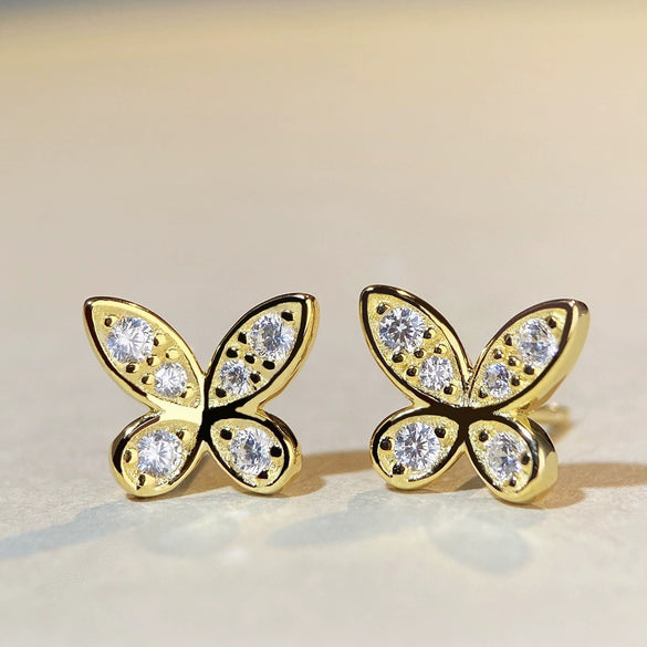 Silver 925 Moissanite Phantom Butterfly Bow Geometric Women's Ear Jewelry