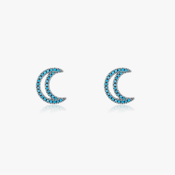 Silver Moon Microinlaid Turquoise Women's Elegant Light Luxury Earrings