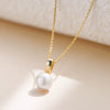 Silver Natural Freshwater Pearl Geometric Pendant Necklace For Women Set With Diamonds Cross Chain