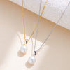 Silver Natural Freshwater Pearl Geometric Pendant Necklace For Women Set With Diamonds Cross Chain