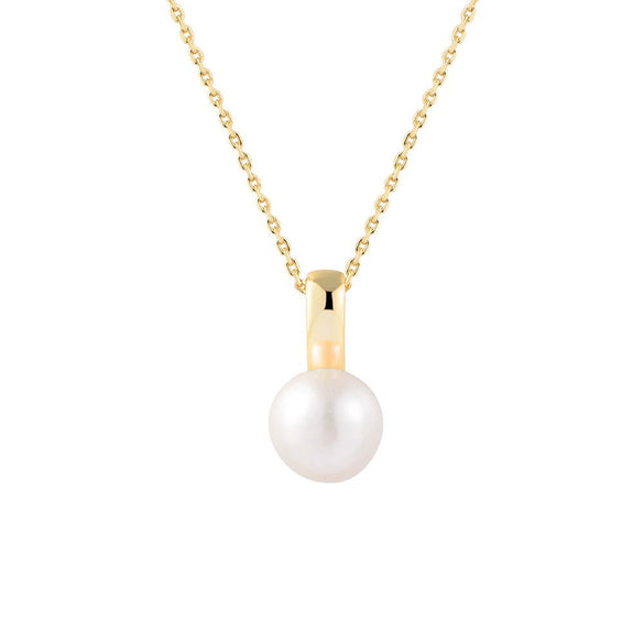 Silver Natural Freshwater Pearl Geometric Pendant Necklace For Women Set With Diamonds Cross Chain