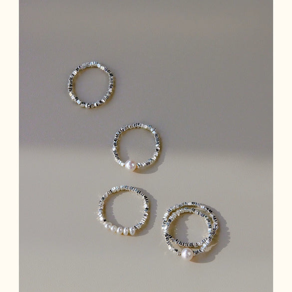 Silver Natural Freshwater Pearl Ring Light Luxury Design For Women