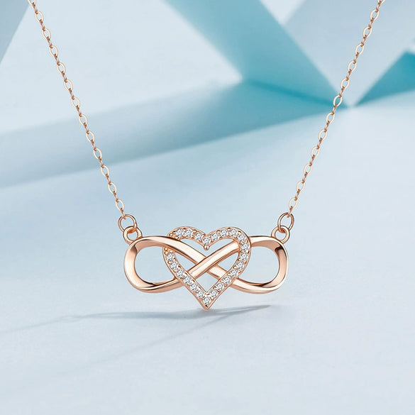 Silver Necklace Fashion Tie Heart Micro Inlay Pendant Jewelry