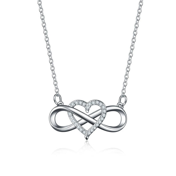 Silver Necklace Fashion Tie Heart Micro Inlay Pendant Jewelry