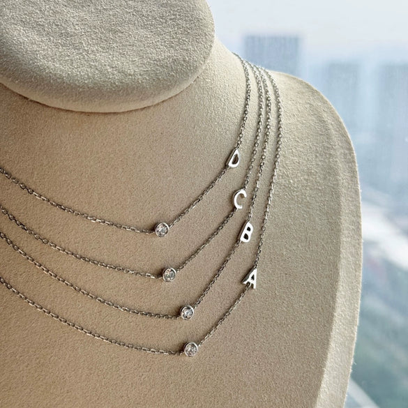 Silver 925 Necklace Geometric Letter Shape Electroplated Women's Clavicle Chain Jewelry