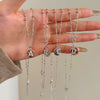 Silver Necklace Light Luxury Geometric Letter Pendant Ball Chain Electroplated