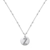 Silver Necklace Light Luxury Geometric Letter Pendant Ball Chain Electroplated