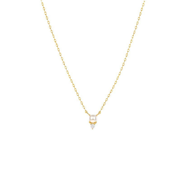 Silver 925 Necklace Simple Clavicle Chain With Shell Beads And French Pendant Electroplating For Women
