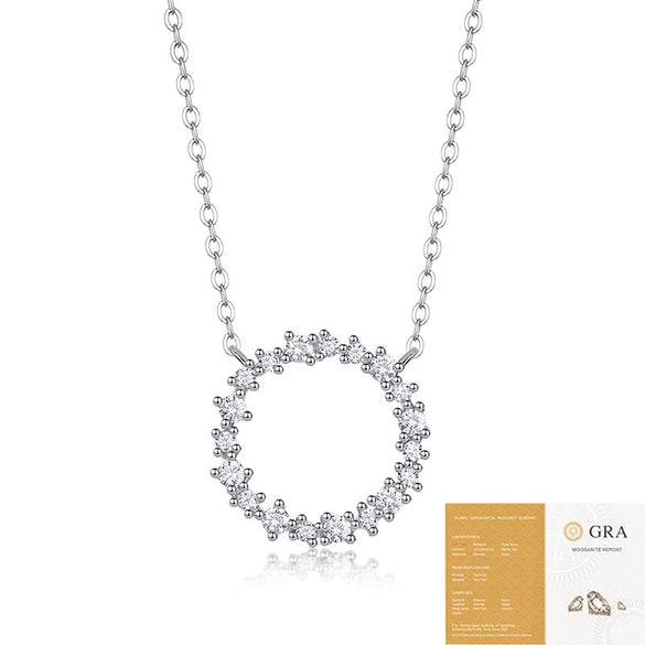 Silver Necklace With Moissanite Pendant Geometric Fashion Women's Cross Chain Accessory