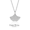 Silver Necklace Women's Mori Style Ginkgo Leaves Cross Chain With Geometric Pattern