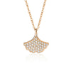 Silver Necklace Women's Mori Style Ginkgo Leaves Cross Chain With Geometric Pattern