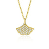 Silver Necklace Women's Mori Style Ginkgo Leaves Cross Chain With Geometric Pattern