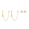 Silver Needle Accessible Luxury Style Earrings Set With Copper Clover Tassel Pendant And Zirconia Leaves Pattern