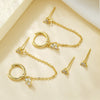 Silver Needle Accessible Luxury Style Earrings Set With Copper Clover Tassel Pendant And Zirconia Leaves Pattern
