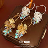 Silver Needle Artificial Crystal Flower Geometric Earrings Electroplated With Real Gold For Women