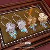 Silver Needle Artificial Crystal Flower Geometric Earrings Electroplated With Real Gold For Women