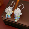 Silver Needle Artificial Crystal Flower Geometric Earrings Electroplated With Real Gold For Women