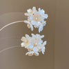 Silver Needle Artificial Crystal Flower Tassel Handmade Women's Earrings