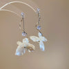 Silver Needle Artificial Crystal Flower Tassel Handmade Women's Earrings