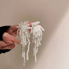Silver Needle Artificial Crystal Flower Tassel Handmade Women's Earrings