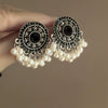 Silver Needle Artificial Pearl Earrings With Diamond And Geometric Pattern Retro Ethnic Style