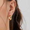 Silver Needle Earrings Gold Plated Geometric Style Metal