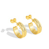 Silver Needle Earrings Gold Plated Geometric Style Metal