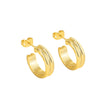 Silver Needle Earrings Gold Plated Geometric Style Metal
