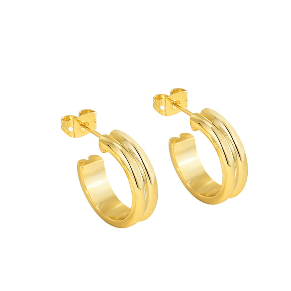 Silver Needle Earrings Gold Plated Geometric Style Metal