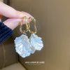 Silver Needle Earrings With Diamond Inlaid Imitation Pearl Petals And Tassel Geometric Shape High End And Versatile Design
