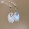 Silver Needle Earrings With Diamond Inlaid Imitation Pearl Petals And Tassel Geometric Shape High End And Versatile Design