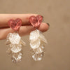 Silver Needle Earrings With Diamond Inlaid Imitation Pearl Petals And Tassel Geometric Shape High End And Versatile Design