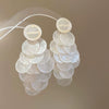 Silver Needle Earrings With Diamond Inlaid Imitation Pearl Petals And Tassel Geometric Shape High End And Versatile Design