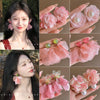 Silver Needle Fabric Flower Tassel Imitation Pearl Handmade Geometric Women's Earrings