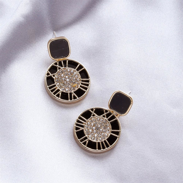 Silver Needle Fruit And Geometric Style Stud Earrings