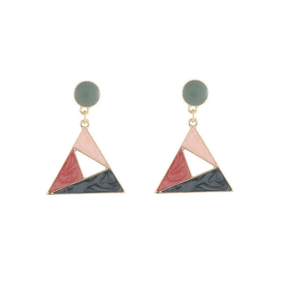 Silver Needle Fruit And Geometric Style Stud Earrings