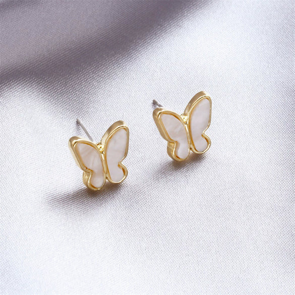 Silver Needle Fruit And Geometric Style Stud Earrings