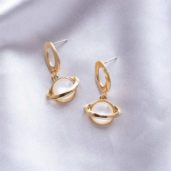 Silver Needle Fruit And Geometric Style Stud Earrings