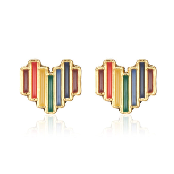 Silver Needle Fruit And Geometric Style Stud Earrings