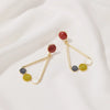 Silver Needle Fruit And Geometric Style Stud Earrings