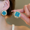 Silver Needle Glass Crystal Flower Earrings In Fresh Style With Electroplating For Women