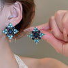 Silver Needle Glass Crystal Flower Earrings In Fresh Style With Electroplating For Women