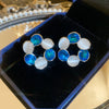 Silver Needle Glass Crystal Flower Earrings In Fresh Style With Electroplating For Women