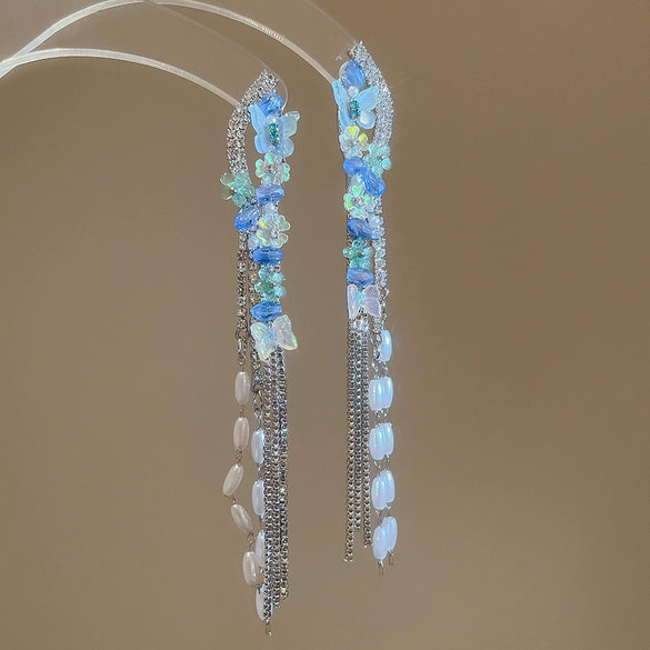 Silver Needle Glass Crystal Flower Earrings In Fresh Style With Electroplating For Women