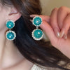 Silver Needle Glass Crystal Flower Earrings In Fresh Style With Electroplating For Women