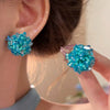 Silver Needle Glass Crystal Flower Earrings In Fresh Style With Electroplating For Women